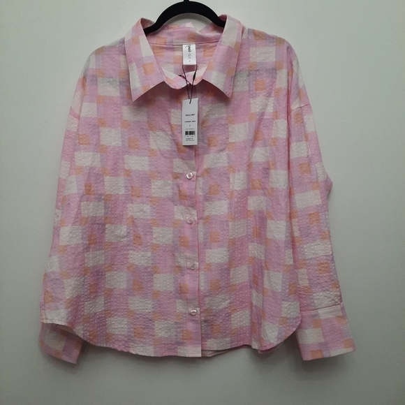 NWT Smash + Tess Malia Hawaiian Check Long Sleeve Button  Front Shirt - Picture 3 of 11